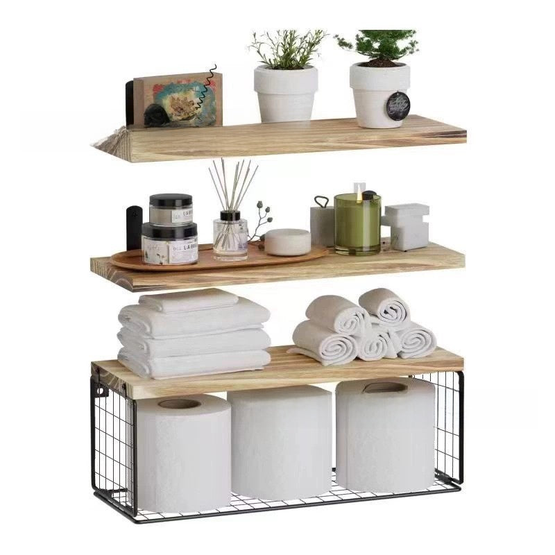 3 Tier Floating Wall Shelves Wooden Wall Storage Rack Display Shelf Home Decor