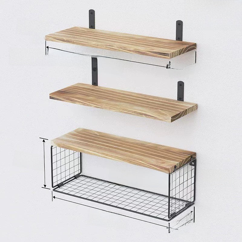 3 Tier Floating Wall Shelves Wooden Wall Storage Rack Display Shelf Home Decor