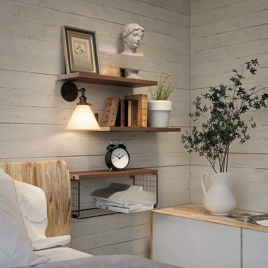 3 Tier Floating Wall Shelves Wooden Wall Storage Rack Display Shelf Home Decor