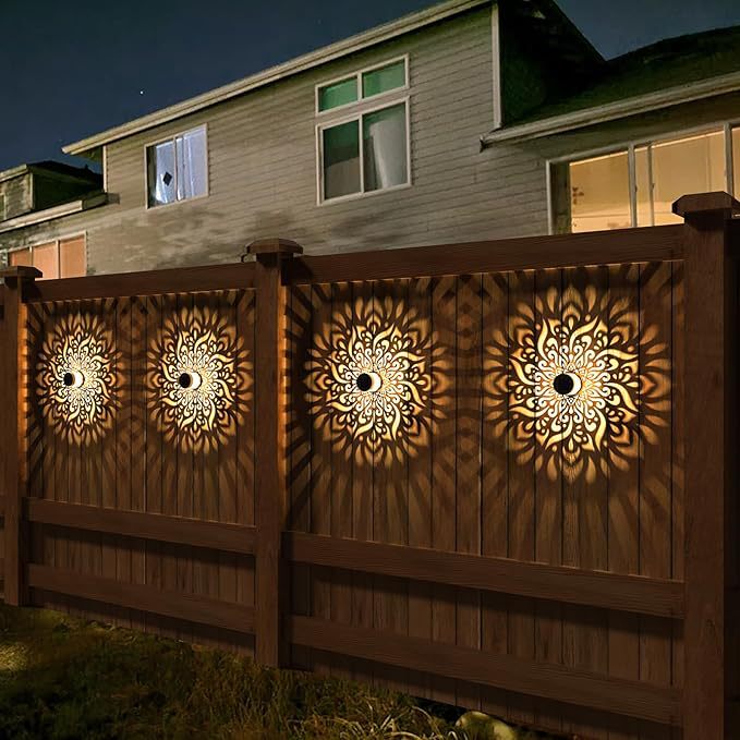 Solar Powered Outdoor Wall Light with Floral Pattern