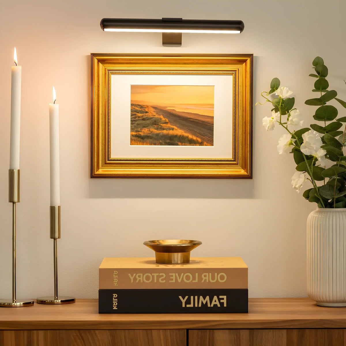 Wireless LED Picture Light Rechargeable 360° Adjustable Art Frame Wall Lamp Gallery Display Light