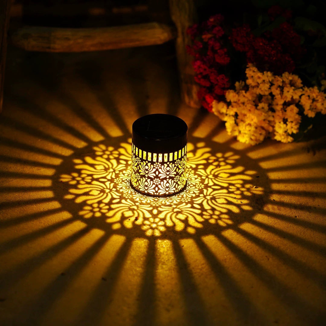 Solar Powered Outdoor Wall Light with Floral Pattern