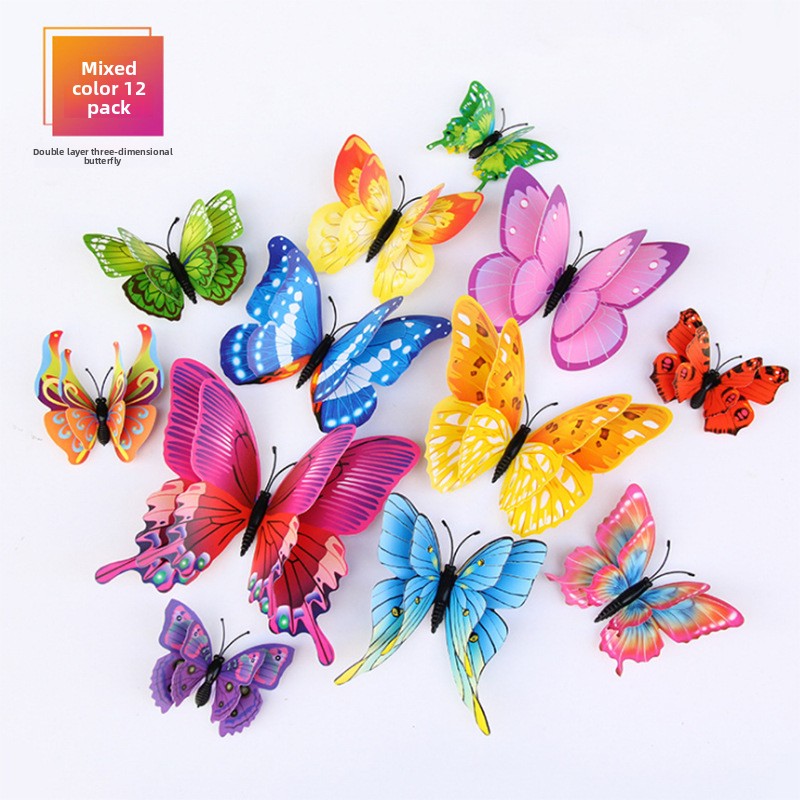 3D Butterfly Wall Stickers – Mixed Colour PVC Butterfly Decorations, 12 Pack