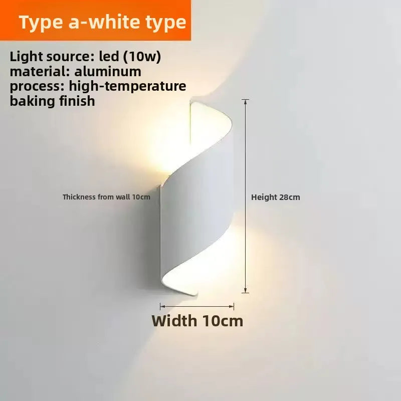 Modern Spiral LED Wall Lamp Bedside Bedroom Living Room Indoor Outdoor Wall Light