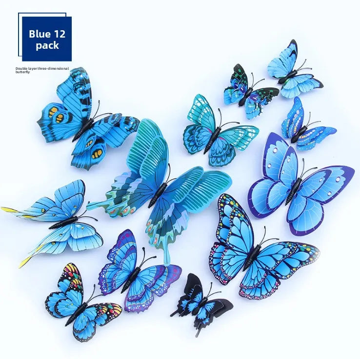 3D Butterfly Wall Stickers – Mixed Colour PVC Butterfly Decorations, 12 Pack