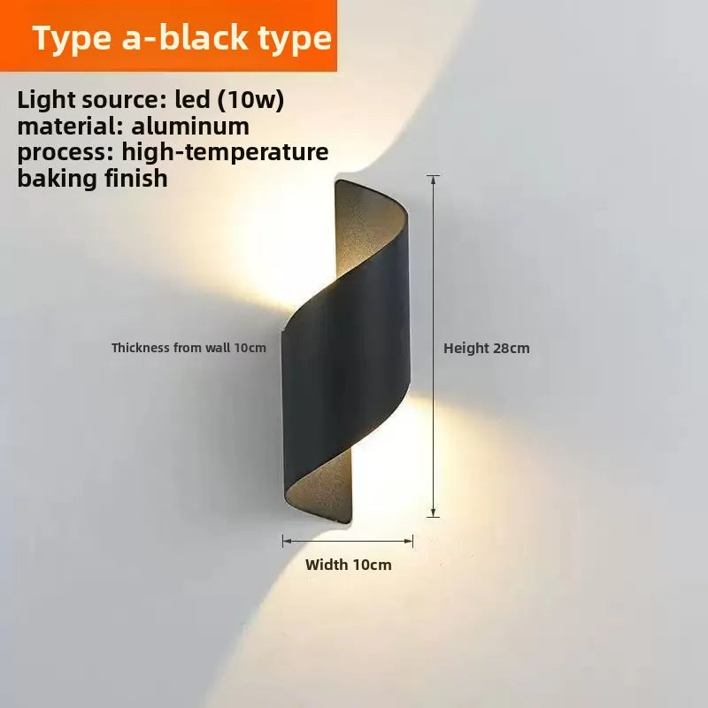 Modern Spiral LED Wall Lamp Bedside Bedroom Living Room Indoor Outdoor Wall Light