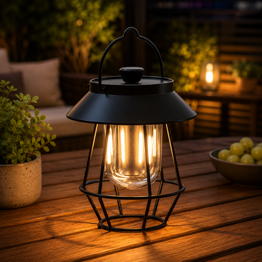 Rechargeable Outdoor Table Lantern – USB Cordless Patio Lamp with Adjustable Light Modes