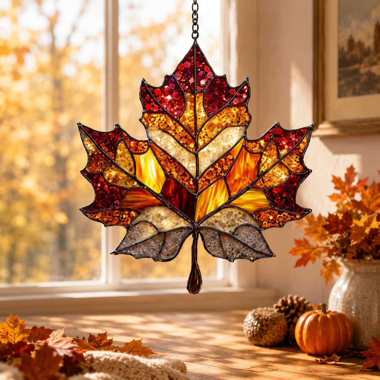 Autumn Maple Leaf Acrylic Wall Hanging Decor 20CM