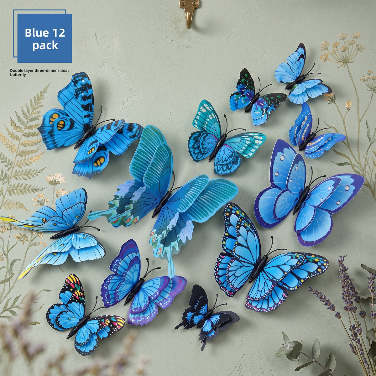3D Butterfly Wall Stickers Mixed Colour PVC Butterfly Decorations 12 Pack