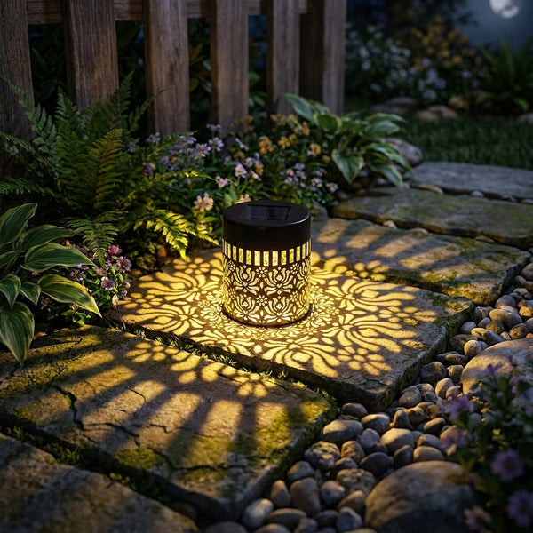 Solar Powered Outdoor Wall Light Floral Pattern LED Garden Patio Balcony Entrance Security Decor