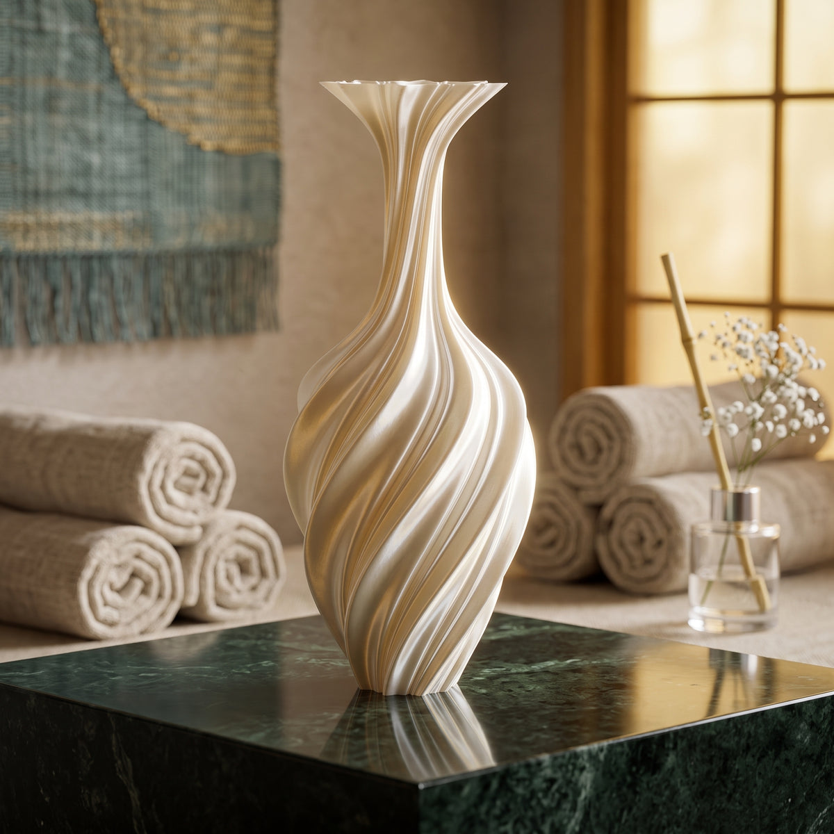 Modern Twisted Decorative Vase Sculptural Lightweight Plastic Flower Vase Home Decor