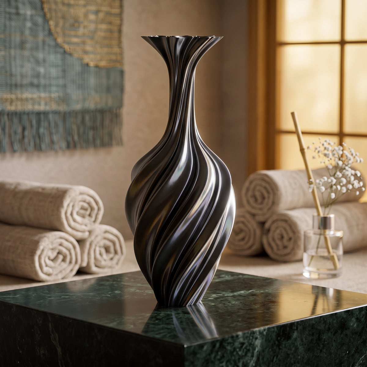 Modern Twisted Decorative Vase Sculptural Lightweight Plastic Flower Vase Home Decor