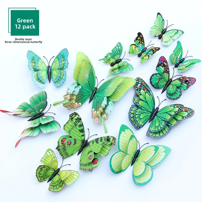 3D Butterfly Wall Stickers – Mixed Colour PVC Butterfly Decorations, 12 Pack