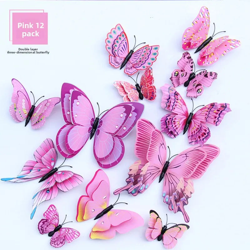 3D Butterfly Wall Stickers – Mixed Colour PVC Butterfly Decorations, 12 Pack