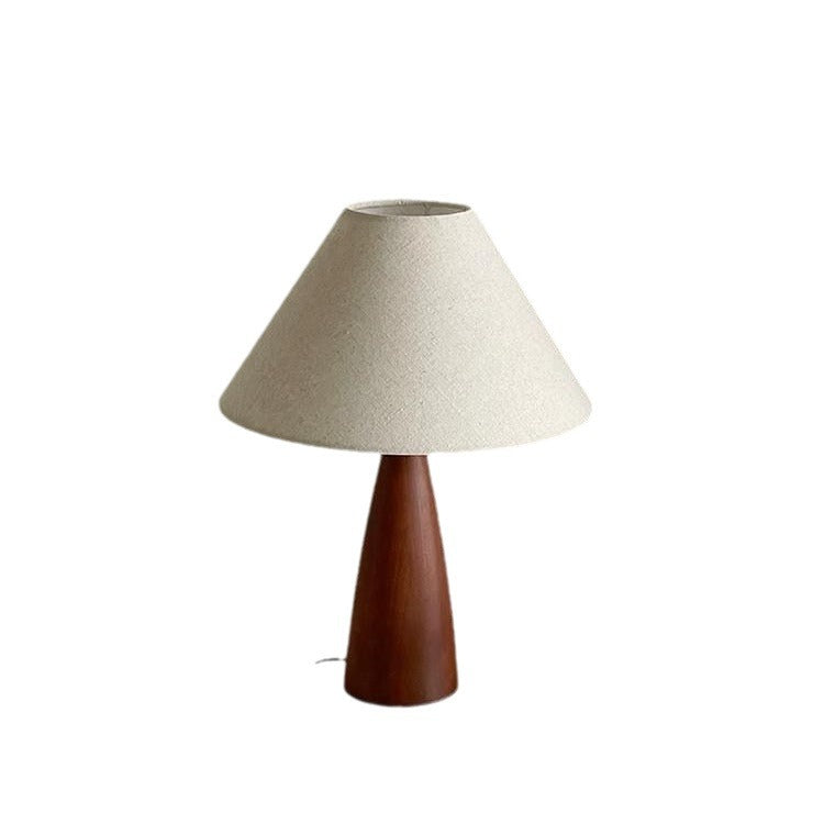 Vintage Linen Table Lamp – Wooden Look Bedside Lamp