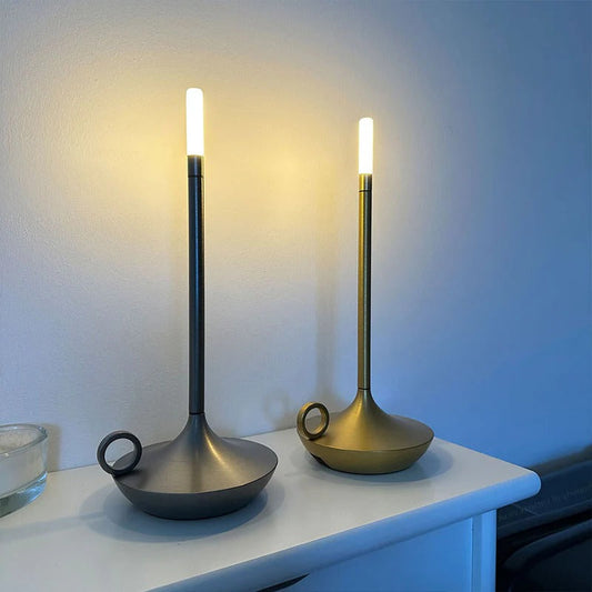 Vintage Aluminium Cordless Candle Table Lamp